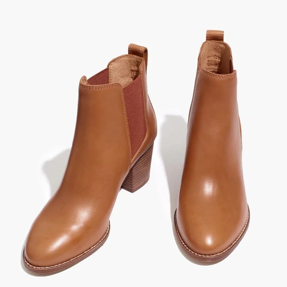 New Madewell The Regan Boots Brown Leather Shoes 5.5